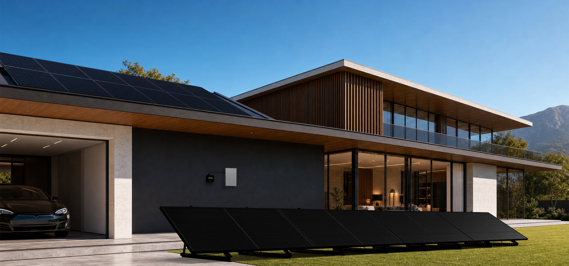 Mango plug-in solar panels beside a modern home